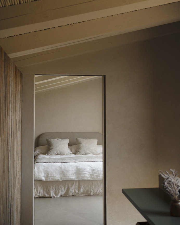 Upholstered headboard cover in brown taupe corduroy in various sizes.