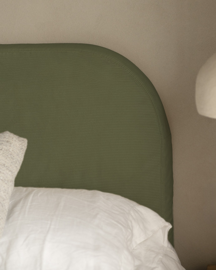 Green corduroy headboard cover in various sizes