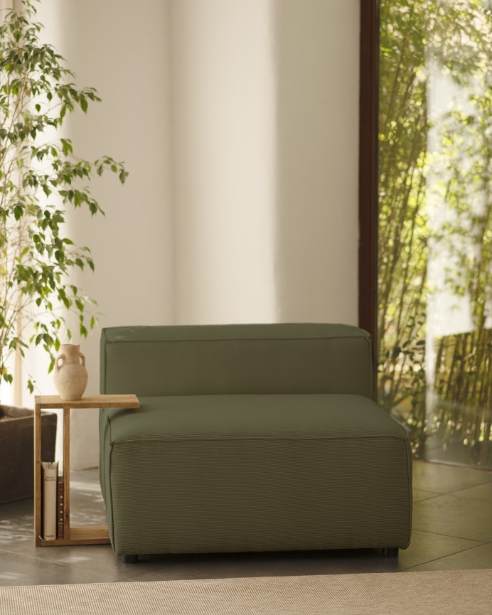 Green corduroy armchair measuring 110x90cm