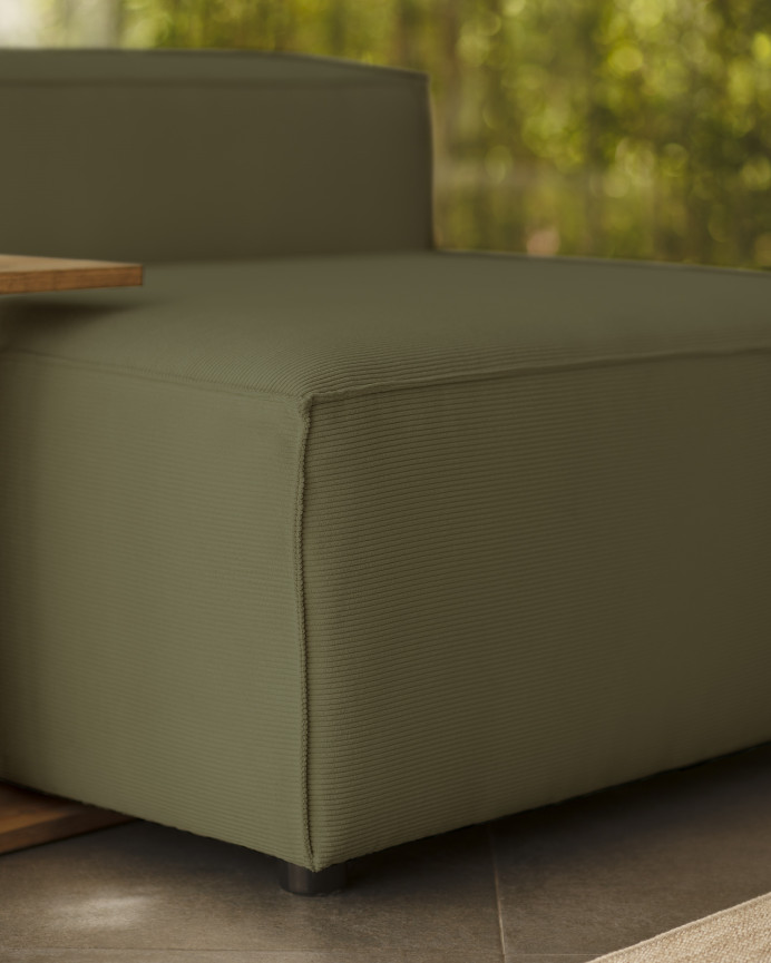 Green corduroy armchair measuring 110x90cm