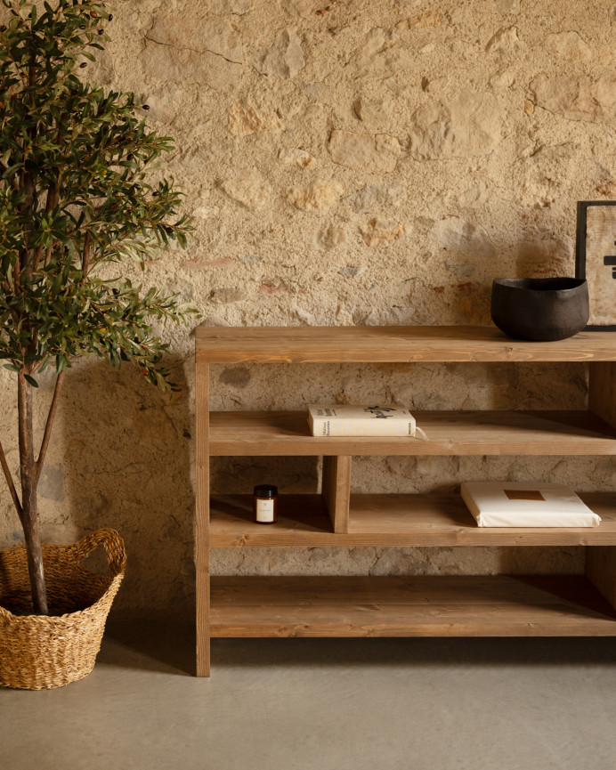 Solid dark oak wood bookcase measuring 80x140cm