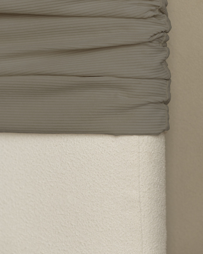 Upholstered headboard with removable cover in brown taupe corduroy fabric, available in various sizes.