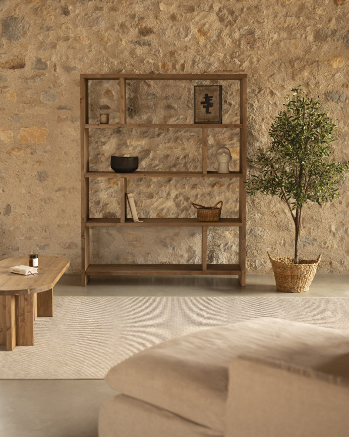 Solid dark oak wooden shelf measuring 180x140cm