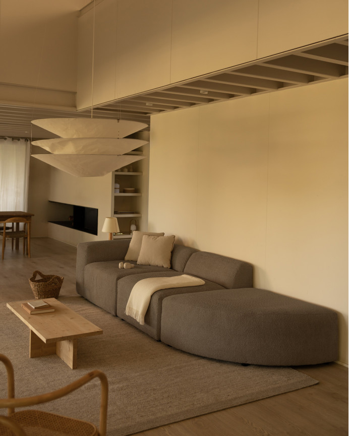3-module sofa with brown bouclé curve 320x110cm