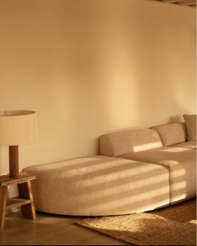 3-module sofa with beige bouclé curved 320x110cm