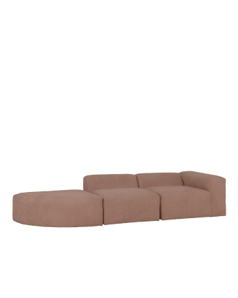 3-module sofa with pink bouclé curve 320x110cm