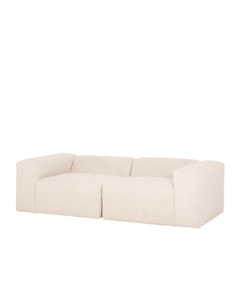 White bouclé 2-module sofa 240x110cm