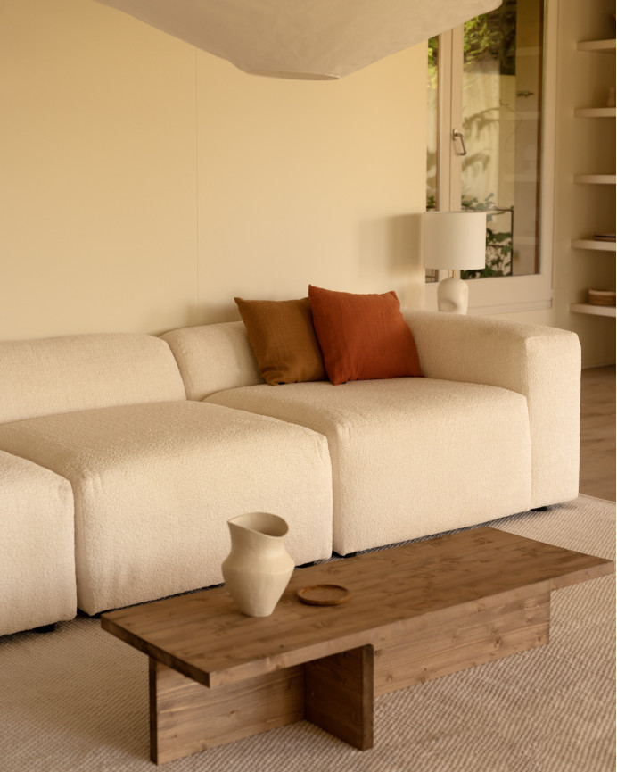 White bouclé 3-module sofa 330x110cm