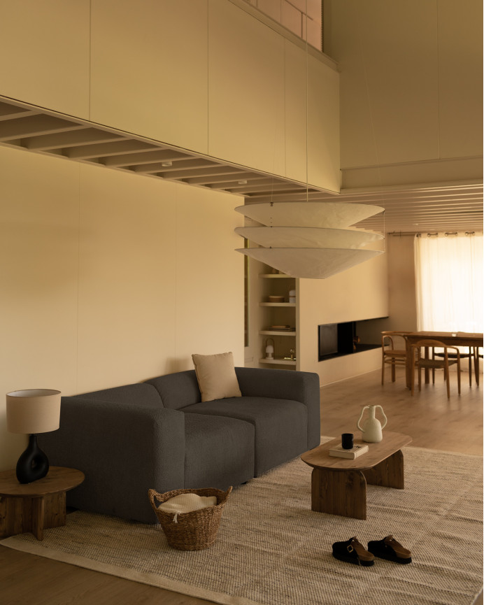 Two-module dark gray boucle sofa 240x110cm