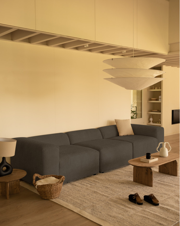 Dark gray bouclé 3-module sofa 330x110cm