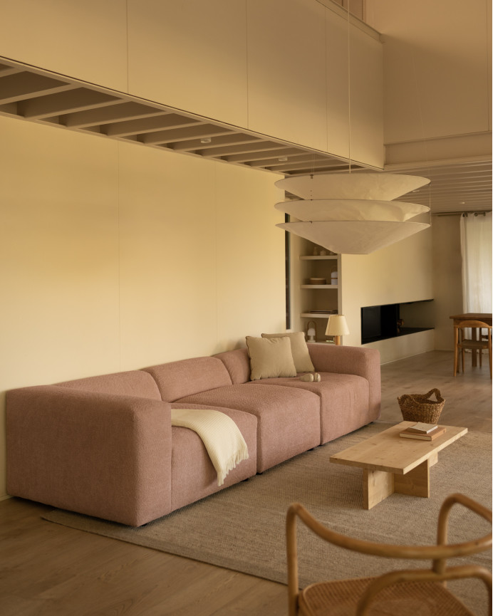 3-module pink bouclé sofa 330x110cm