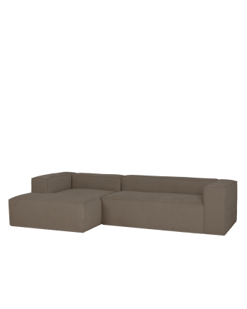 Sofa with brown suede chaise longue in various sizes.