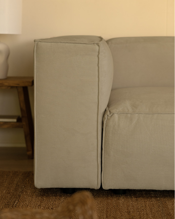 Beige corduroy sofa in various sizes.