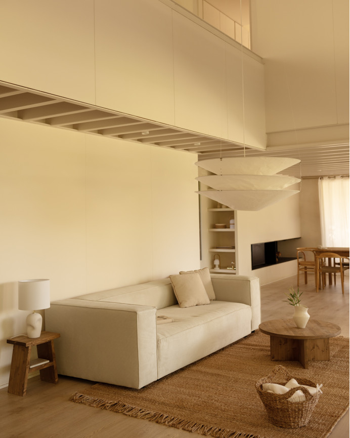 White corduroy sofa in various sizes