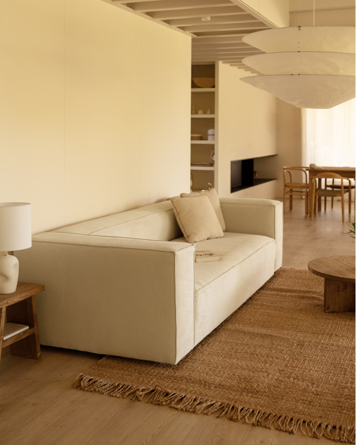 White corduroy sofa in various sizes