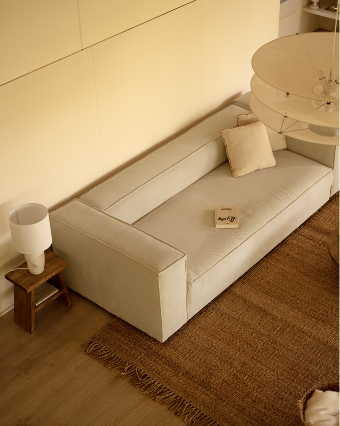 White corduroy sofa in various sizes