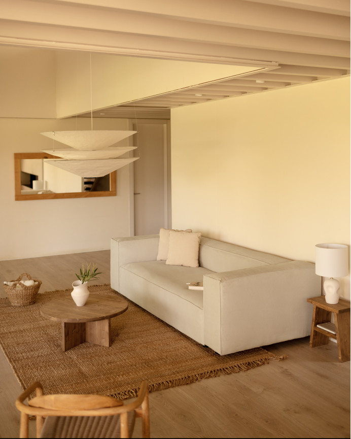 White corduroy sofa in various sizes