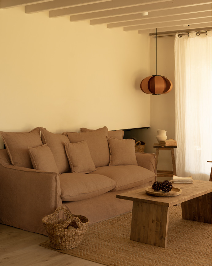 Cotton and linen sofa with detachable terracotta color cover in various sizes.