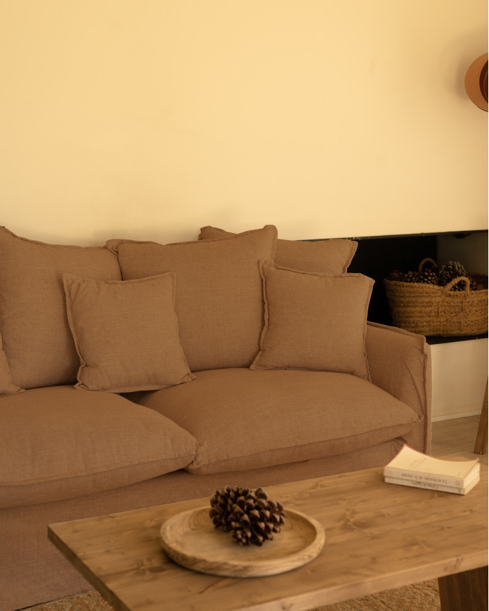 Cotton and linen sofa with detachable terracotta color cover in various sizes.