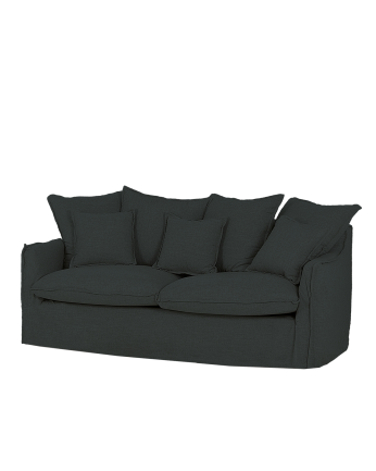 Cotton and linen sofa with removable blue cover, available in different sizes