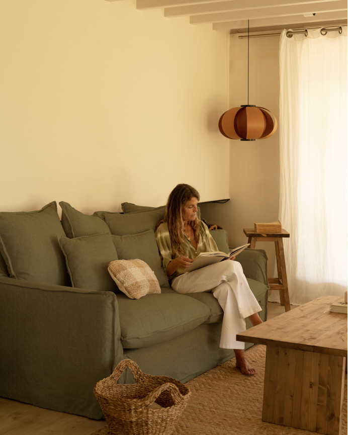 Cotton and linen removable green sofa in various sizes
