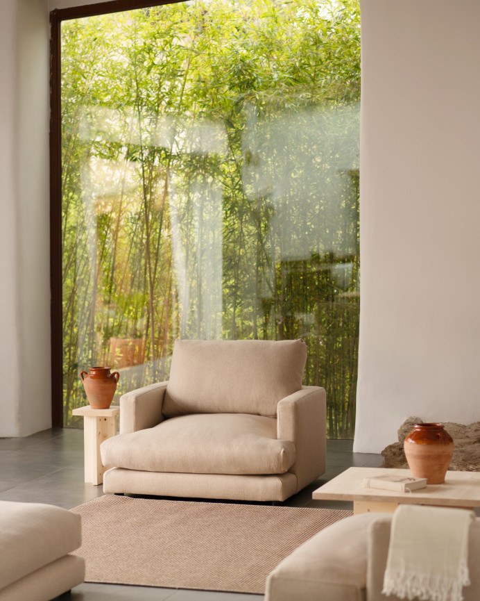 Beige armchair of 105cm
