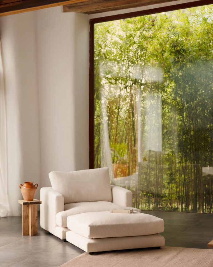 Off-white armchair measuring 105cm
