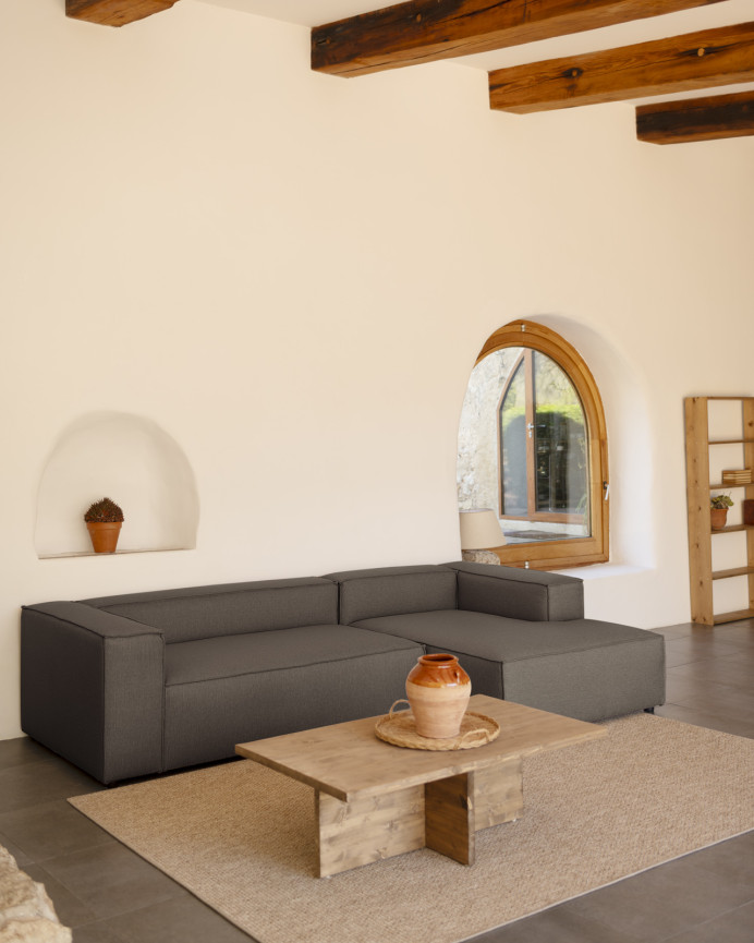 Dark gray sofa with chaise lounge in various sizes
