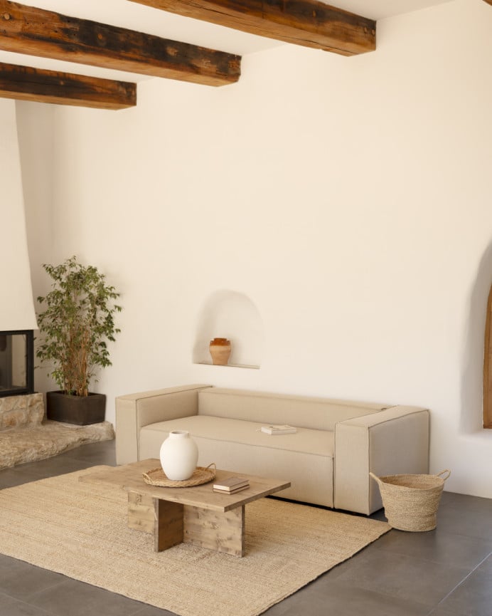 Beige-colored sofa of various sizes