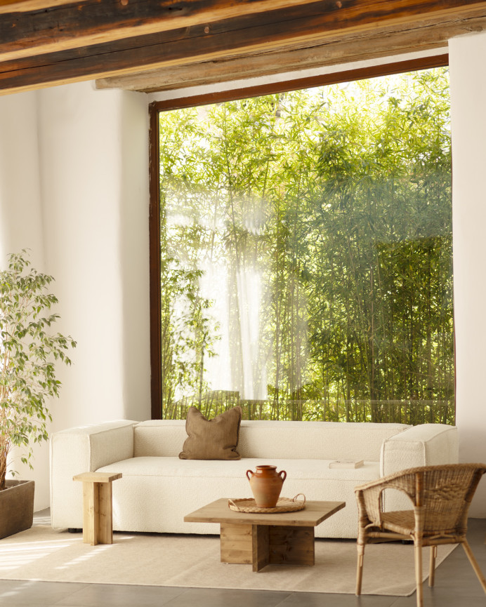White bouclé sofa of various sizes