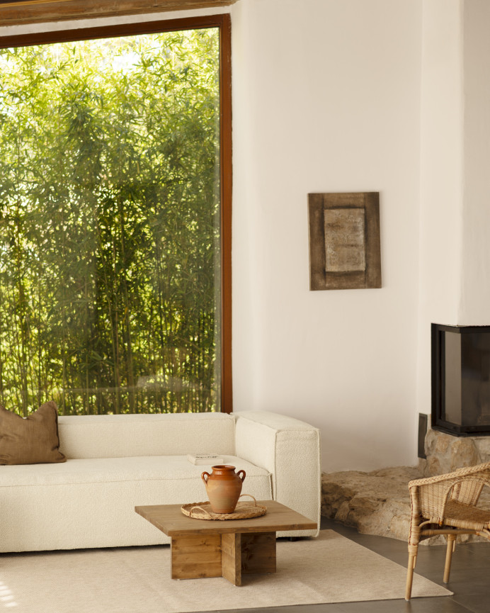 White bouclé sofa of various sizes