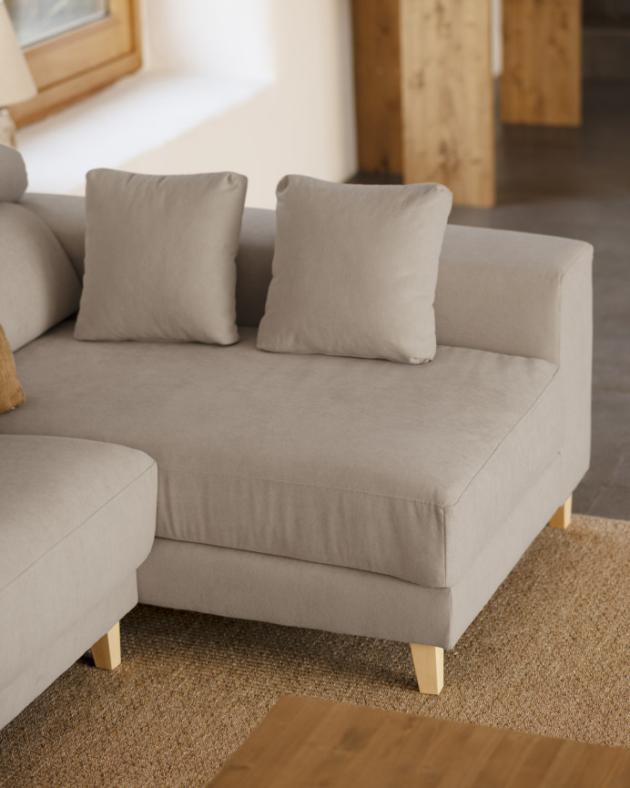 Light gray sofa with chaise longue available in various sizes