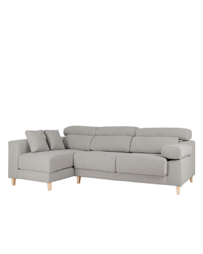 Light gray sectional sofa available in various sizes.