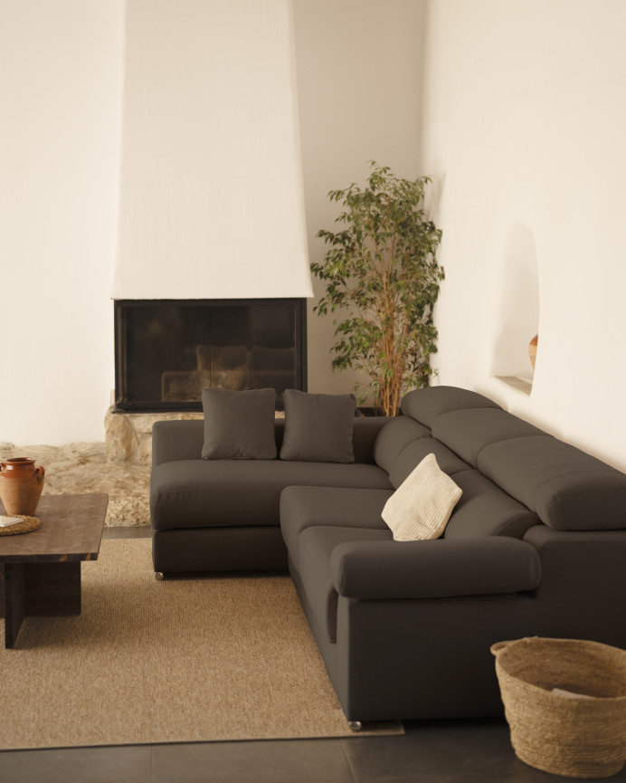 Dark grey sofa with chaise lounge in various sizes