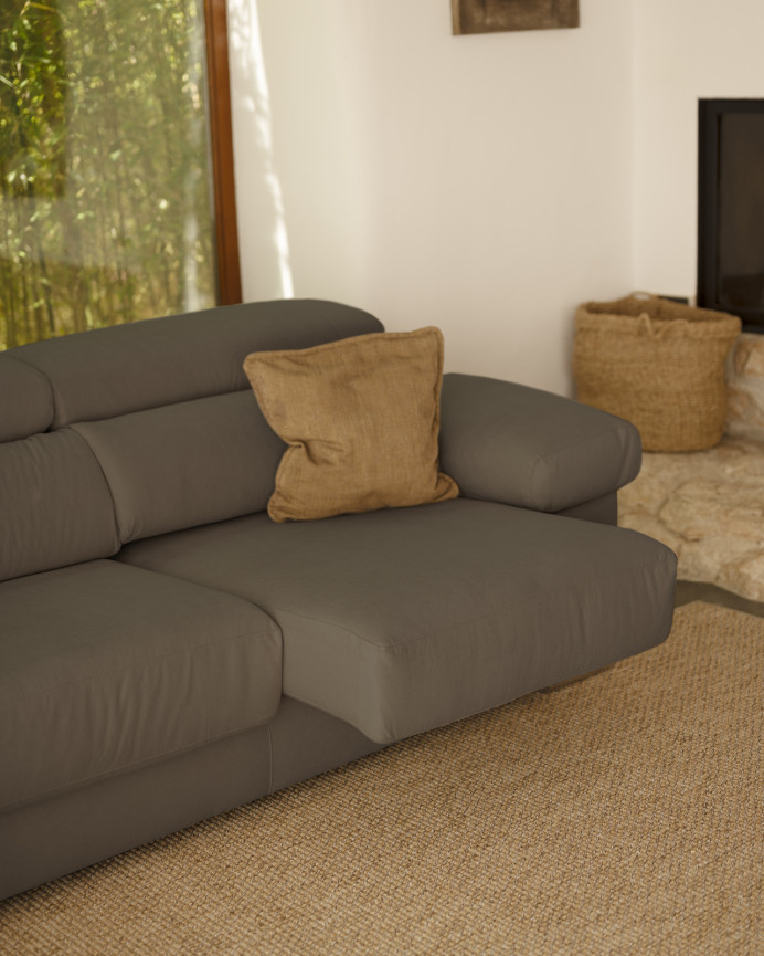 Dark gray sofa available in various sizes.