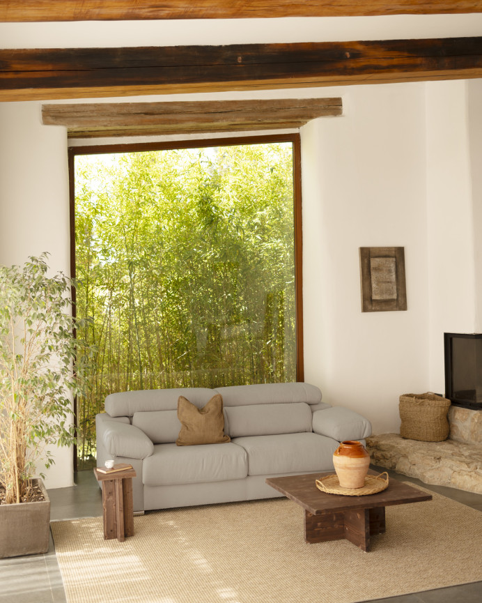 Light grey sofa available in various sizes.