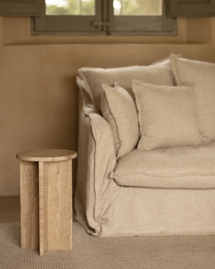Round side table made of Daino Reale marble with a diameter of 28cm