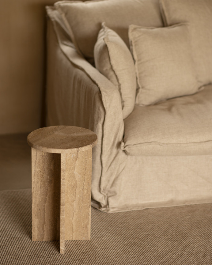 Round side table made of Daino Reale marble with a diameter of 28cm