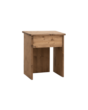 Solid dark oak wood bedside table measuring 50x42cm.