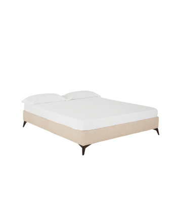 Upholstered base in beige bouclé for mattresses of various sizes