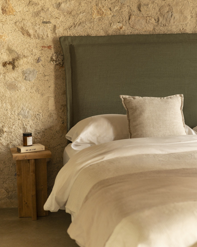 Green linen headboard cover in various sizes