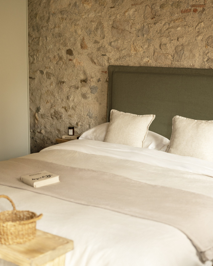 Green linen headboard cover in various sizes