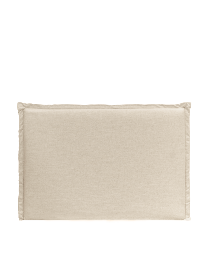 Beige linen headboard cover in various sizes.