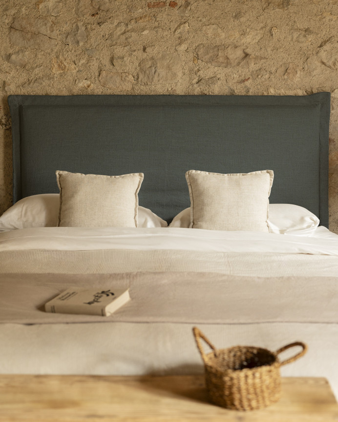 Blue linen headboard cover in various sizes