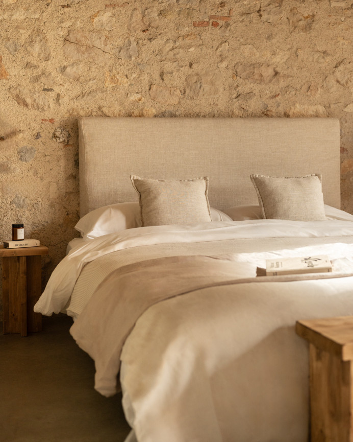 Beige linen headboard cover in various sizes
