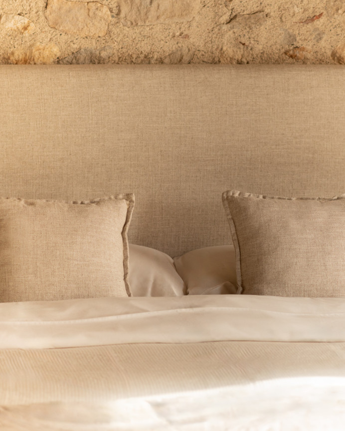 Beige linen headboard cover in various sizes