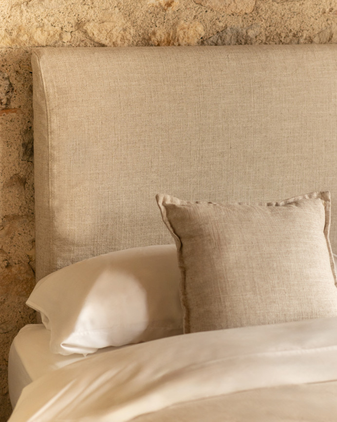 Beige linen headboard cover in various sizes