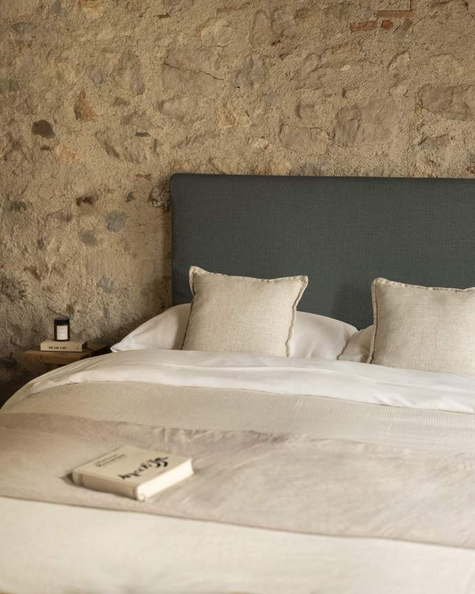 Blue linen headboard cover in various sizes