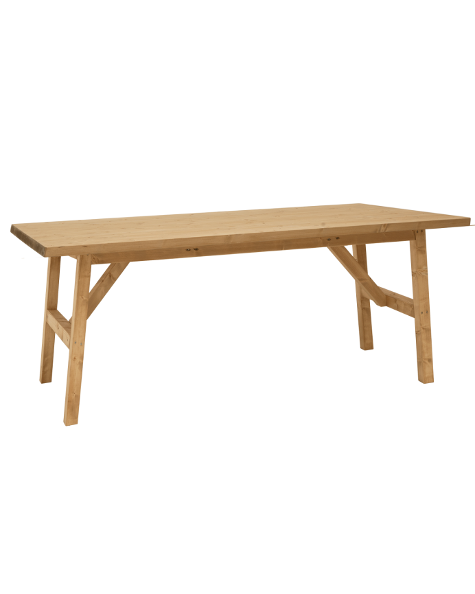 Solid wood dining table in a medium oak tone available in various sizes.