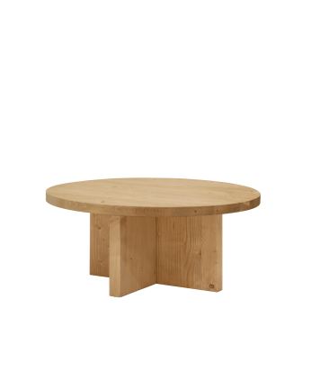 Round solid wood coffee table in medium oak finish available in various sizes